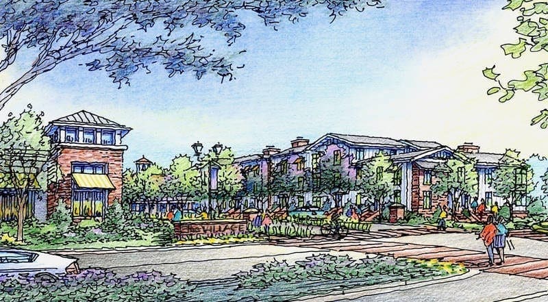 Full Color Sketch Rendering of Pleasanton Mixed Use Project